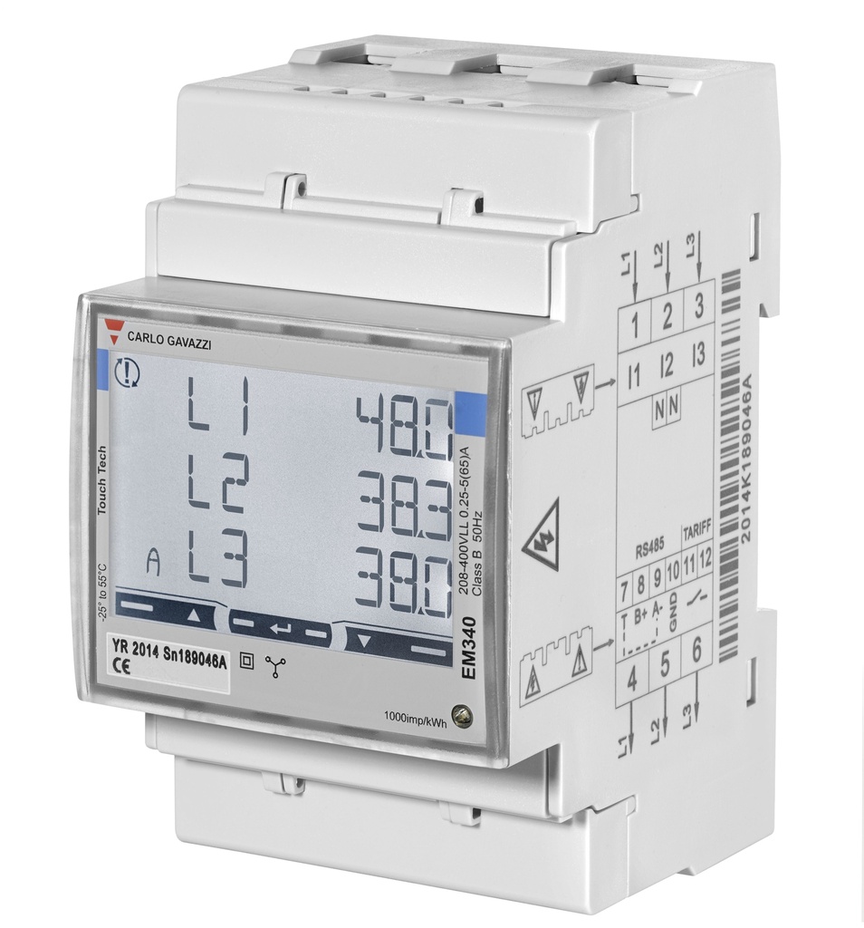 Energimåler EM340 65A@400V 3F MID Modbus